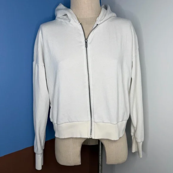 LNA Revolve Choose Happy Zip Up Hoodie in Lily White Size XS - Picture 2 of 7